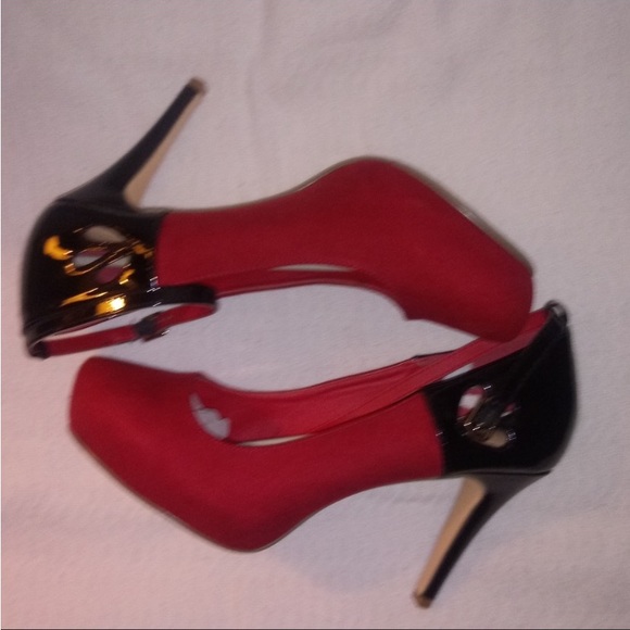 JUST FAB red/black pumps - Picture 4 of 7